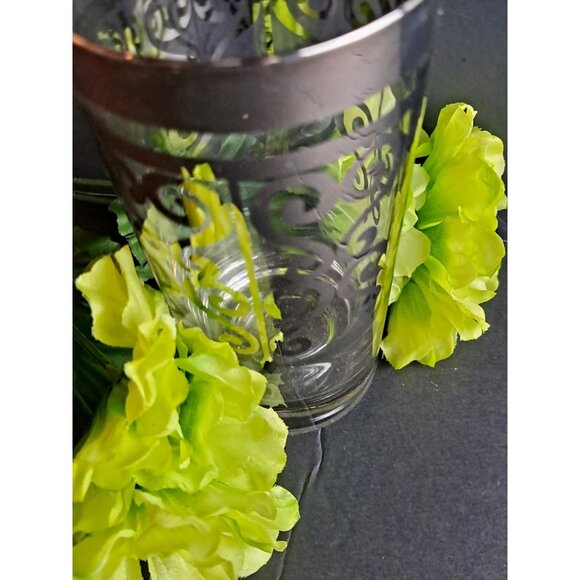 Kimiko Guardian Shield Crest Vintage Highball Glass Silver Design | Vintage 60's - Picture 4 of 5